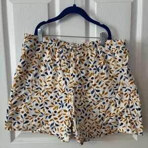 Garnet Hill Organic Pima Cotton Flannel Women's Vine Print Sleep Boxers Sz L